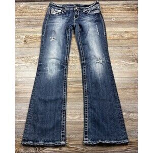 Vigoss The New York Boot Cut Jeans Size 9/10 Flap Back Pockets Distressed